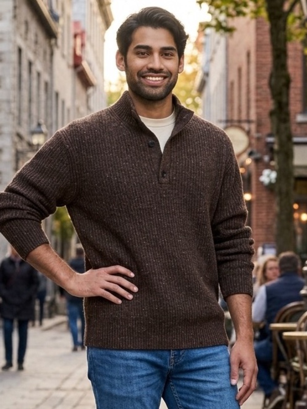 NWT Goodfellow & Co Men Mock Neck Button Sweater Oversized Size L Tall